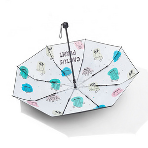 8k standard size pretty print foldable umbrella manual open 3 fold sun protective umbrella with custom logo