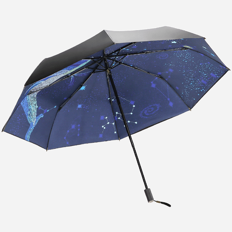 Blue whale anti-uv walking sun umbrella manual open rain umbrella with logo prints custom made