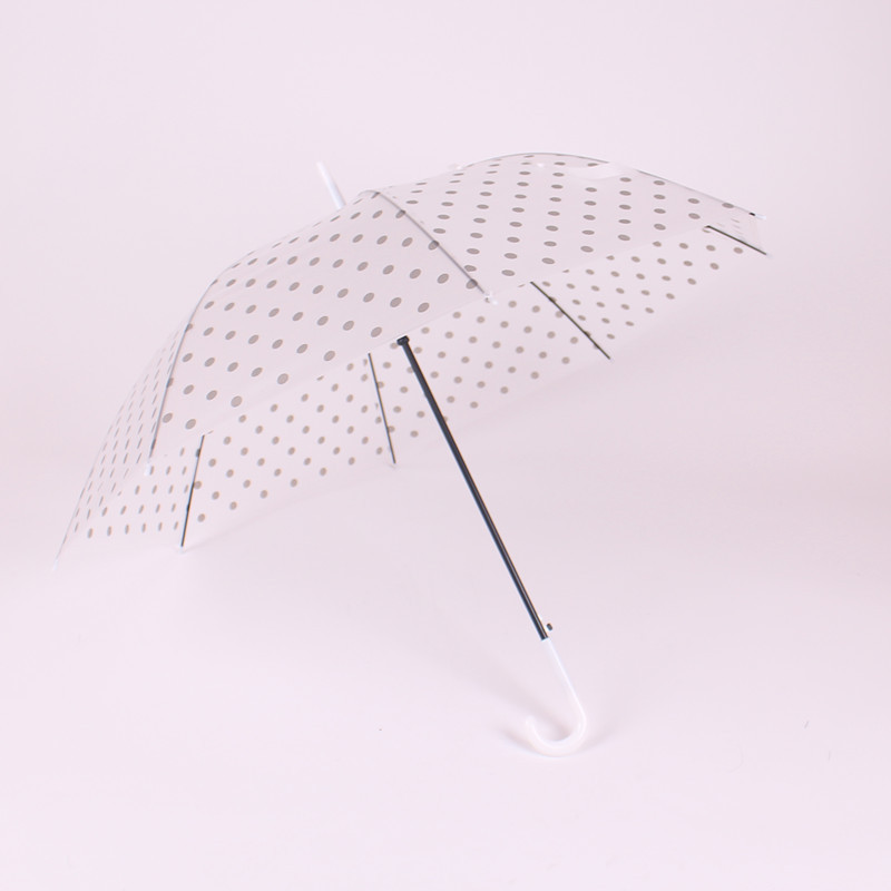 Pink Flower Pattern Clear Golf Umbrella Custom Design Transparent Bubble Umbrella With Hook Handle