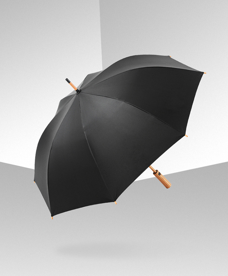 High quality black wooden handle straight umbrella custom logo large automatic umbrella for men