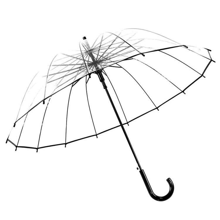 Korean style cheap price white clear umbrella straight handle auto open clear dome umbrella transparent