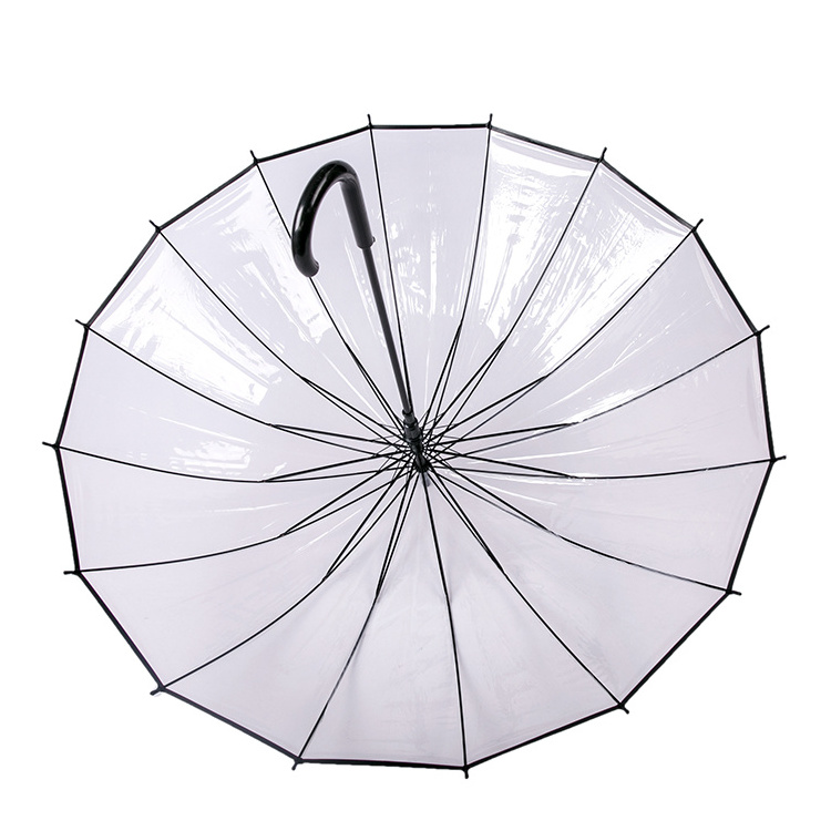 Korean style cheap price white clear umbrella straight handle auto open clear dome umbrella transparent