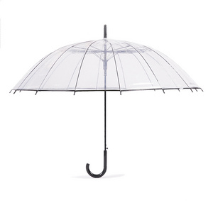 Korean style cheap price white clear umbrella straight handle auto open clear dome umbrella transparent