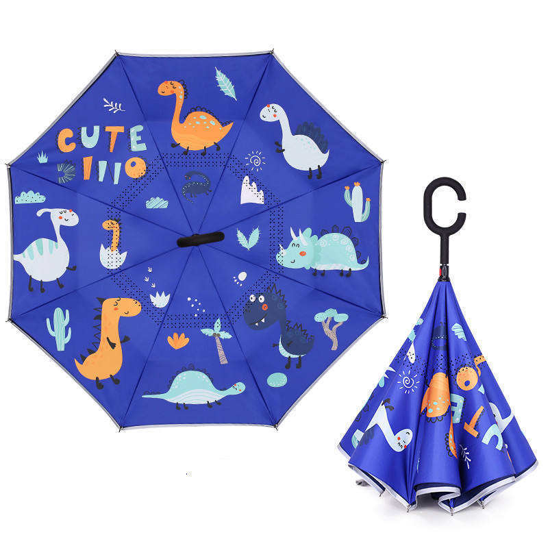 Vivid Color Cute Animal Printing Kids Reverse Personalized Umbrella Small Inverted Sun Umbrella With Logo