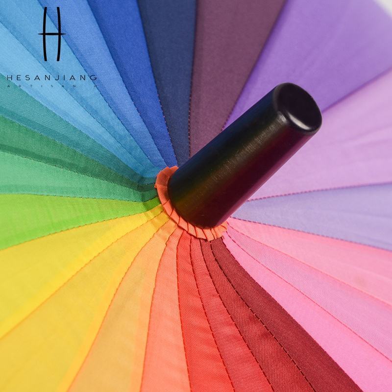 Wholesale Creative 24K Straight Children Rainbow Umbrella Manual Open Multicolor UV Protection Umbrella