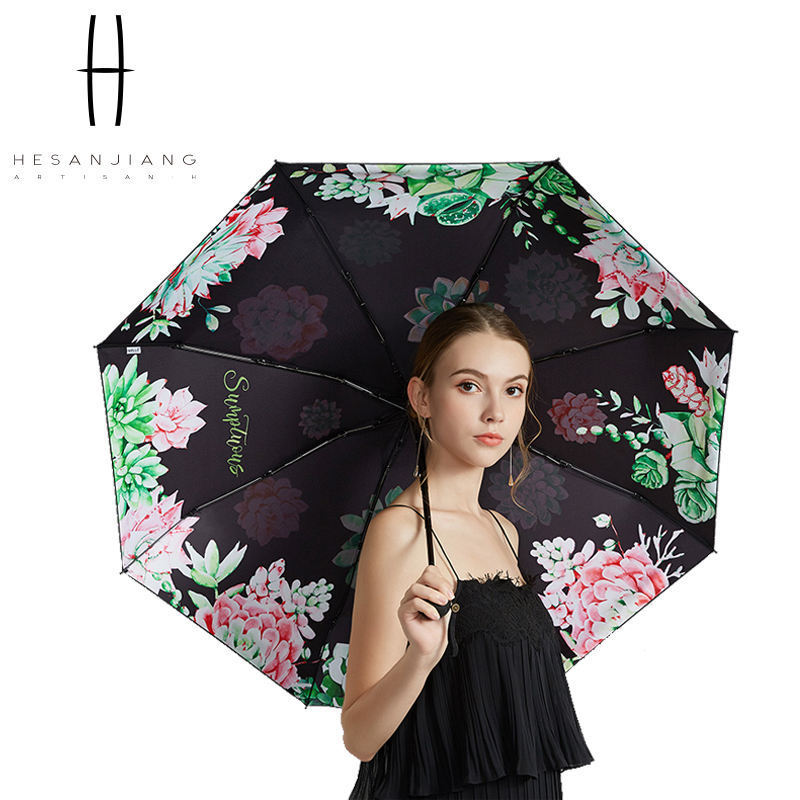 Beauty Flower Printed Five Fold Adjustable Umbrella Mini Capsule Pocket Economic Umbrella For The Rain