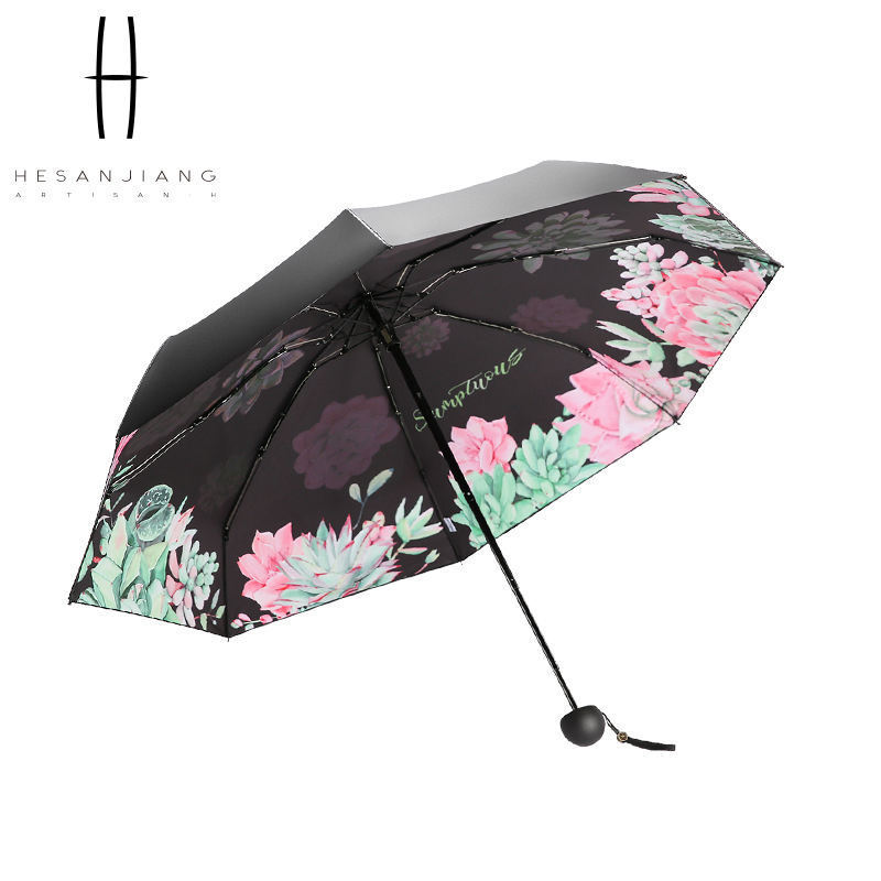 Beauty Flower Printed Five Fold Adjustable Umbrella Mini Capsule Pocket Economic Umbrella For The Rain