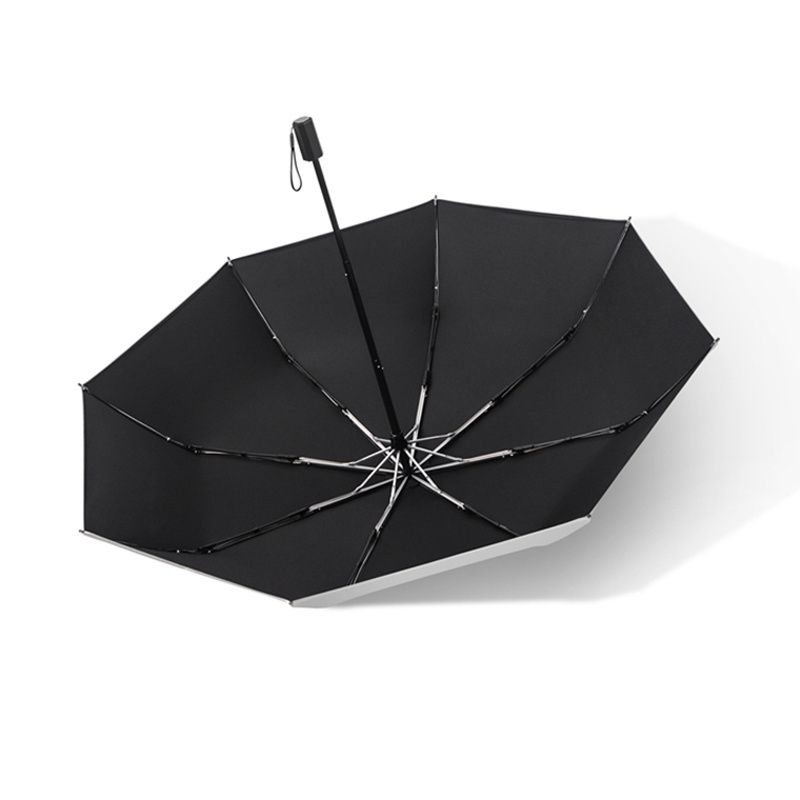 Wholesale black 3 fold beach umbrellas manual windproof UV protection silver coating umbrella