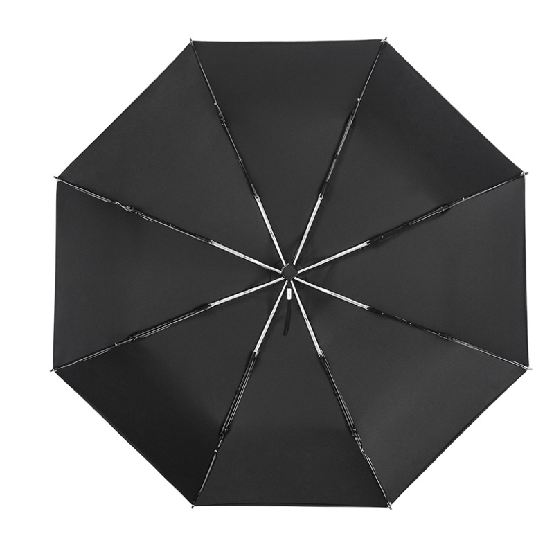 Wholesale black 3 fold beach umbrellas manual windproof UV protection silver coating umbrella