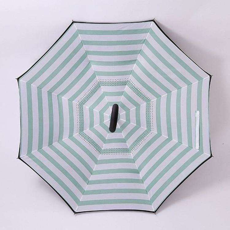 Rainy day products C handle capsule rain umbrella for women custom logo fiberglass reverse inverted umbrella