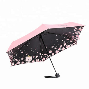 Wholesale custom 19'' * 6K ultra light portable sun block umbrella 5-folding compact umbrella