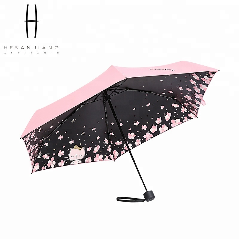 Wholesale custom 19'' * 6K ultra light portable sun block umbrella 5-folding compact umbrella