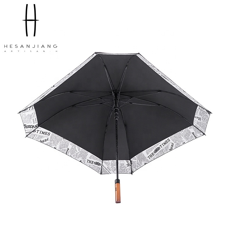 Wholesale rain umbrella square automatic open stick umbrella with wooden handle