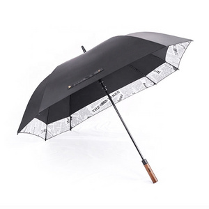 Wholesale rain umbrella square automatic open stick umbrella with wooden handle