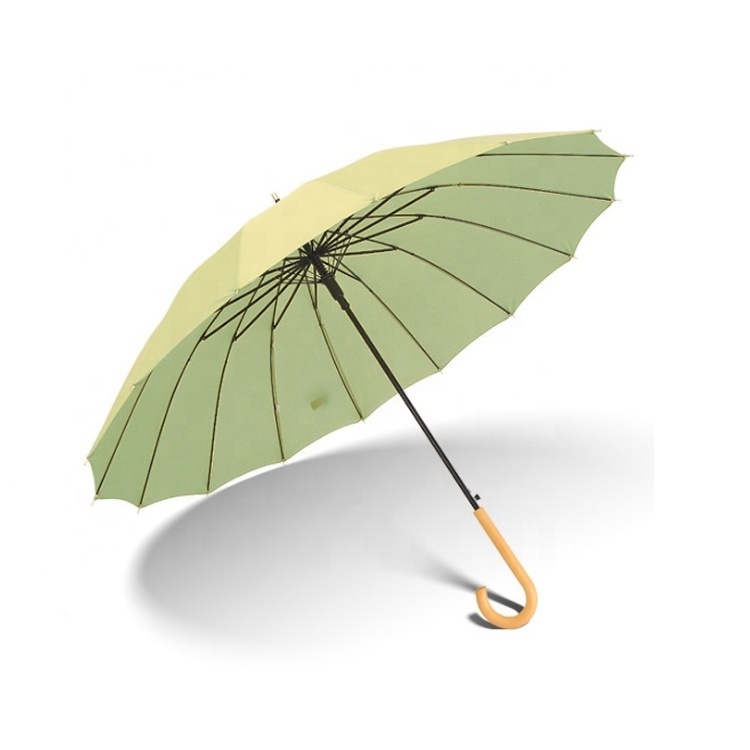 Wholesale 16K straight wooden handle grip modern pastel umbrella korea style japan umbrella