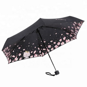 Wholesale lightweight elegant custom pattern 5 fold mini umbrella ladies uv protect foldable umbrella