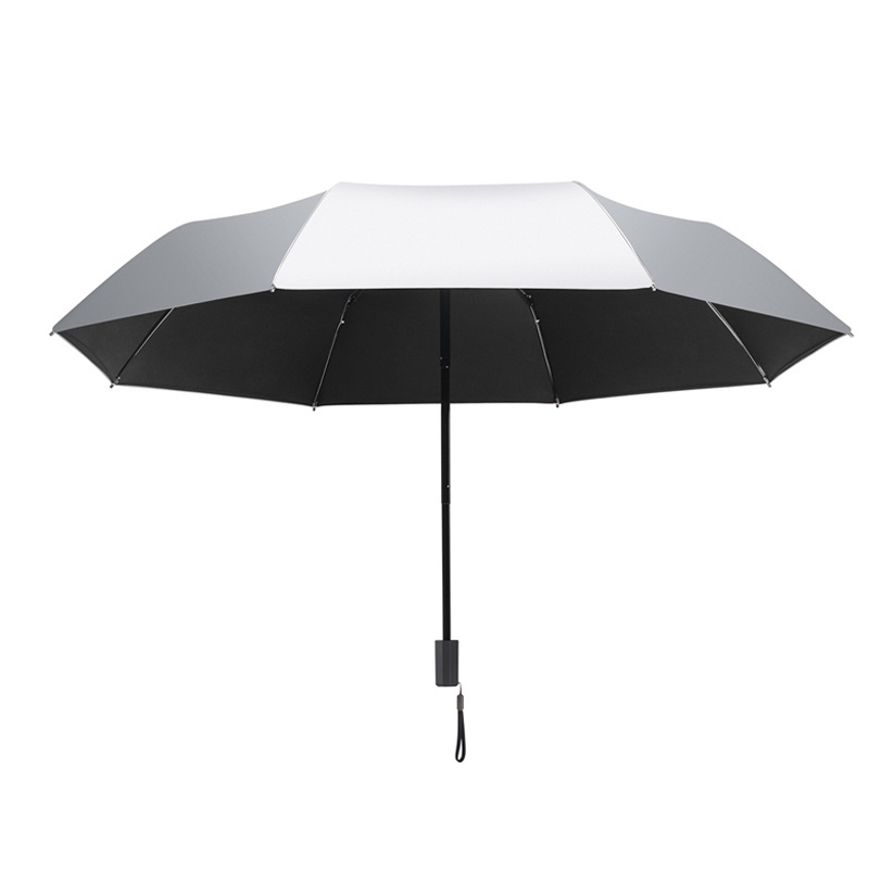 Wholesale black 3 fold beach umbrellas manual windproof UV protection silver coating umbrella