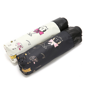 Modern Style Cute Cat Printed Personal Foldable Sun Umbrellas Manual Open 3 Folding Umbrellas For Summer