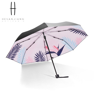 Colorful plants printing double layer beach umbrella uv protection windproof manual folding umbrella