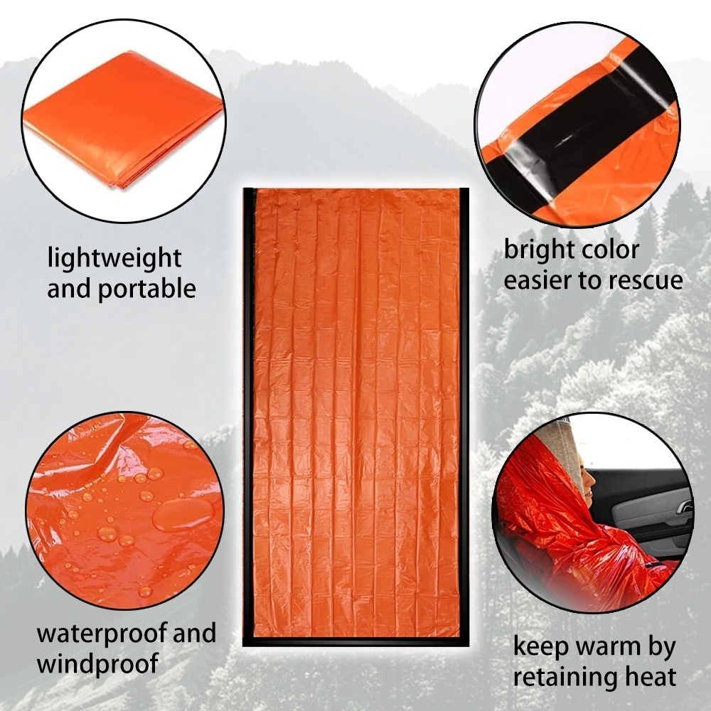 2 Person Emergency Shelter Waterproof Thermal Blanket Rescue Survival Kit SOS Sleeping Bag Survival Tube Emergency Tent