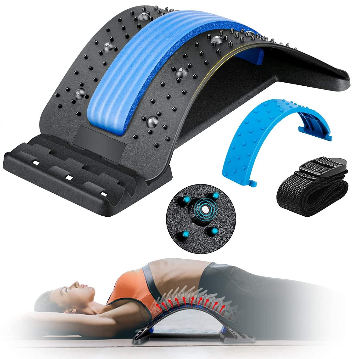 Pain relief sports fitness home using lumbar magic magnetic back massage stretcher