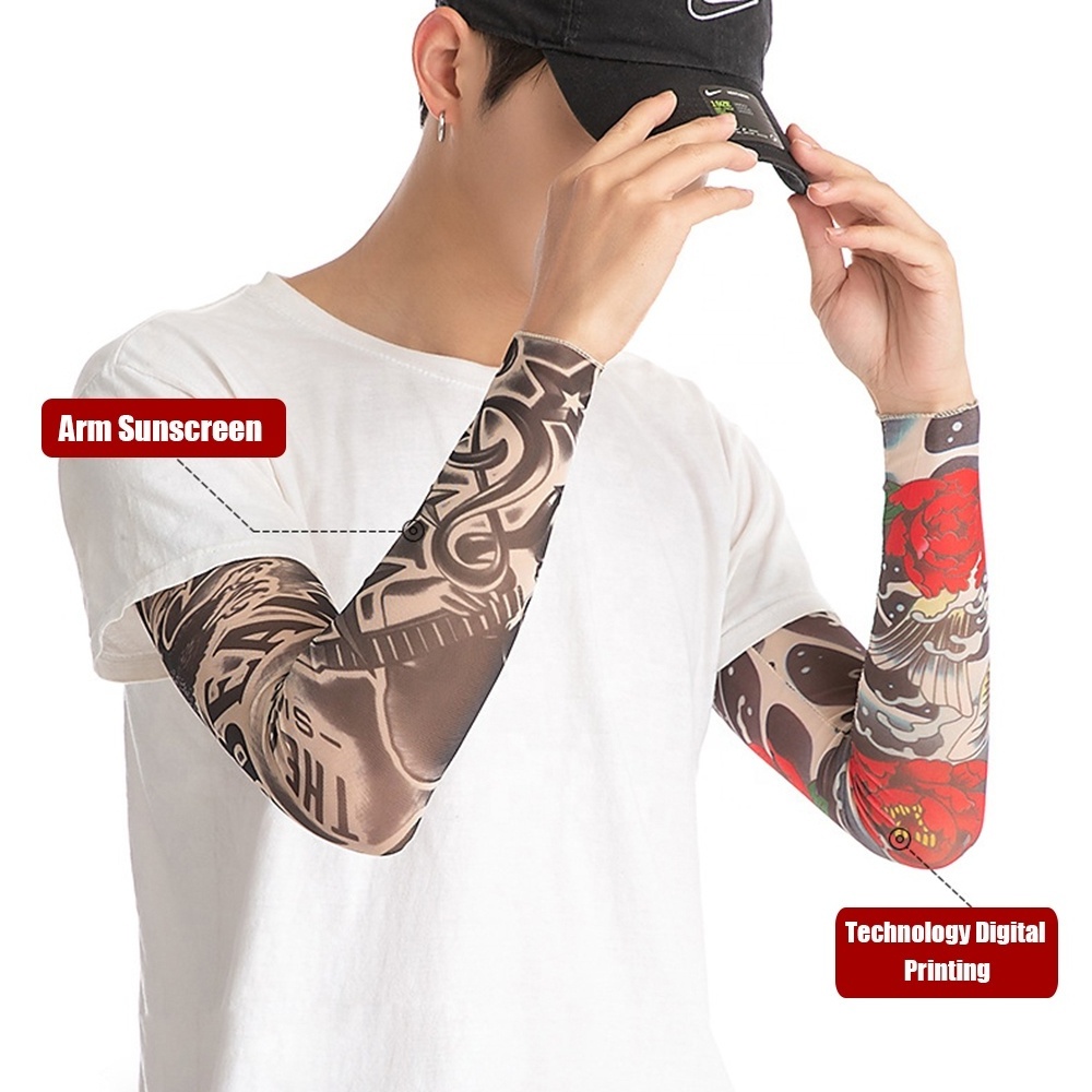 UV Sun Protection Arm Sleeves with Thumb Hole for Men Women Youth, Cooling Sleeve to Cover Tattoo, Mid-Compression