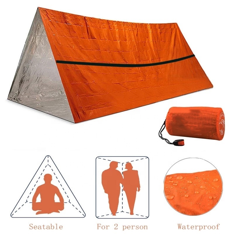 2 Person Emergency Shelter Waterproof Thermal Blanket Rescue Survival Kit SOS Sleeping Bag Survival Tube Emergency Tent