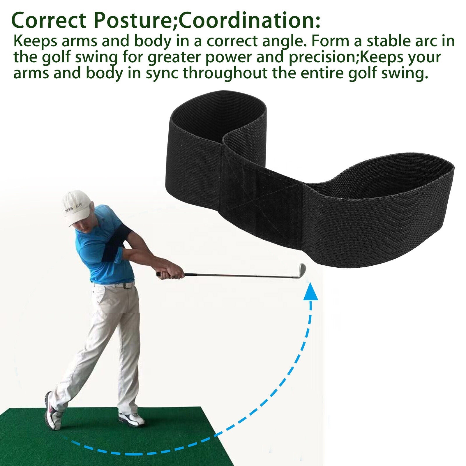 Golf Swing Trainer Arm Belt Gesture Alignment Training Aid Outdoor Sports For Golf Sports Accessory Professional Elastic