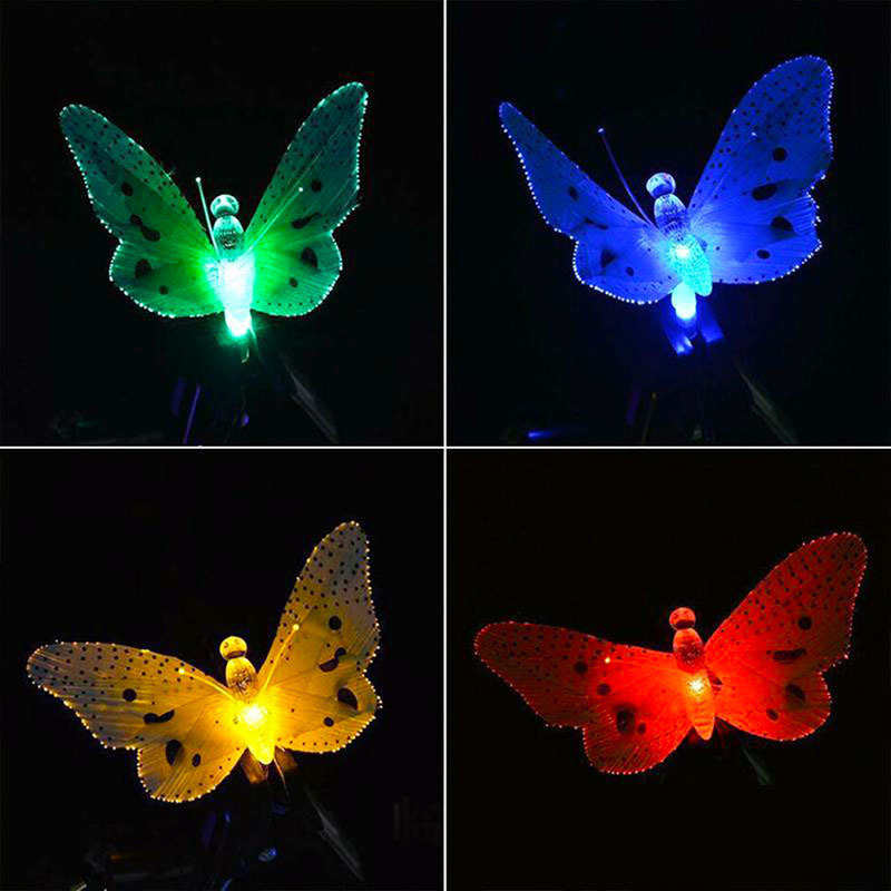 5M 20 Led Solar Powered Butterfly Fairy String Lights Outdoor Garden Holiday Christmas Decoration Lamp Fiber Optic Waterproof