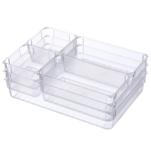 Wholesale 25 PCS Clear Plastic Drawer Organizer Set Clear Desk Drawer Divider Organizers Plastic Storage Bins