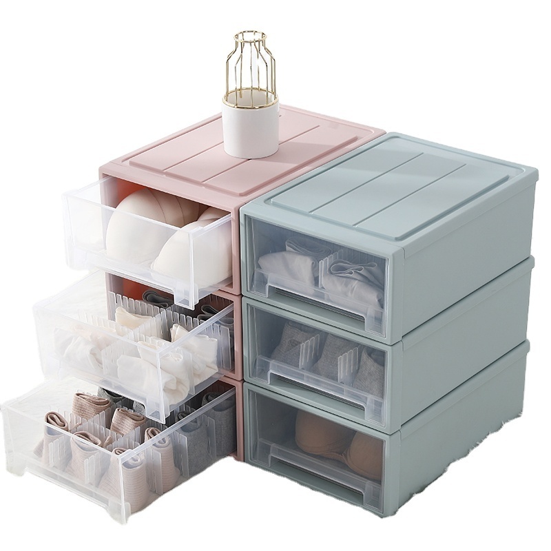 Sock Underwear Drawer Organizer Divider Stackable Closet Organizers Closet Plastic Storage Box with Pull Out Drawer