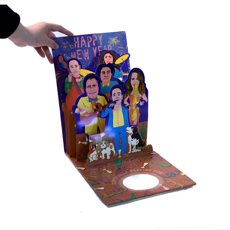 Most Popular 3D Handcraft Music Band Laser Cutting Pop Up Music Greeting Thank you Card