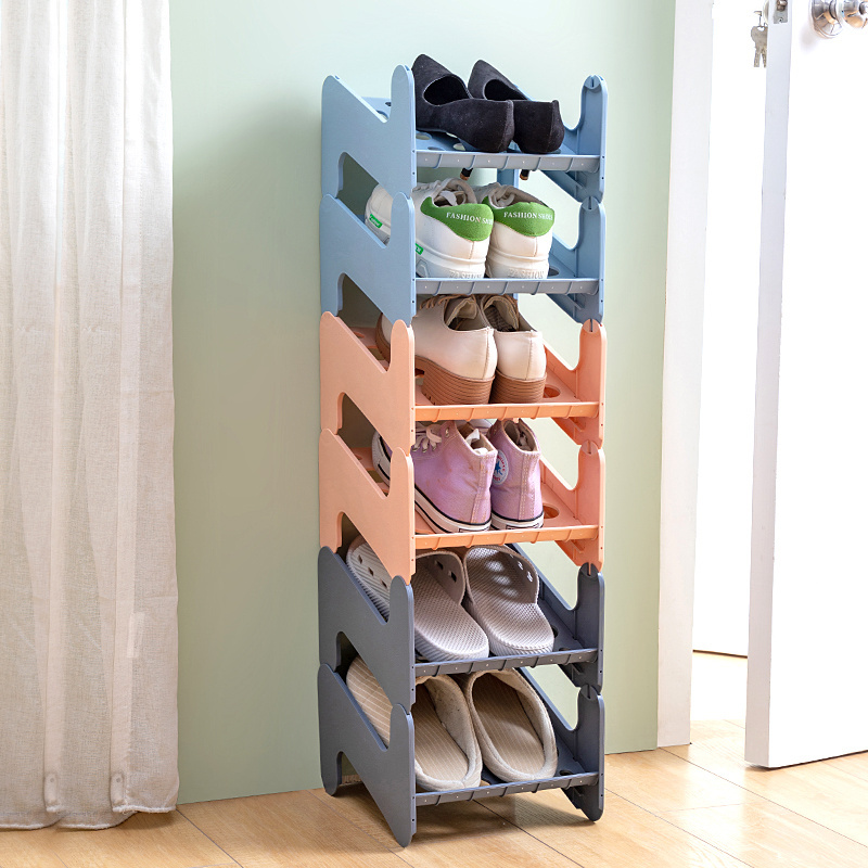 Bathroom Storage Rack Shoes Storage Organizers Detachable Household Assembly Plastic Stackable Folding Shoe Rack