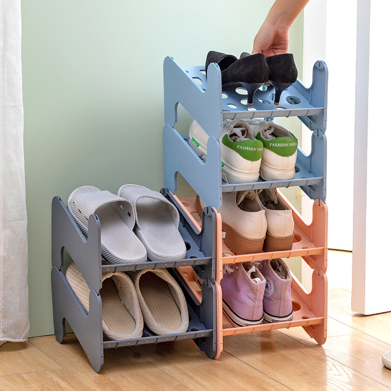 Bathroom Storage Rack Shoes Storage Organizers Detachable Household Assembly Plastic Stackable Folding Shoe Rack