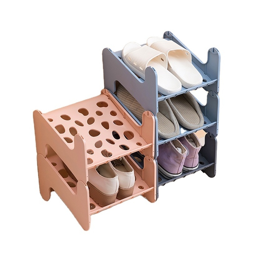 Bathroom Storage Rack Shoes Storage Organizers Detachable Household Assembly Plastic Stackable Folding Shoe Rack