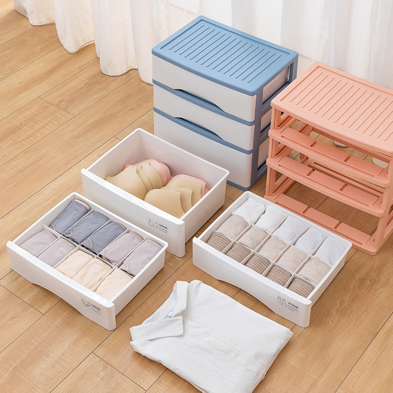 Closet Organization Plastic Desktop Stackable Storage Drawers With Dividers Storage Drawers Plastic For Socks Underwear Bras Tie