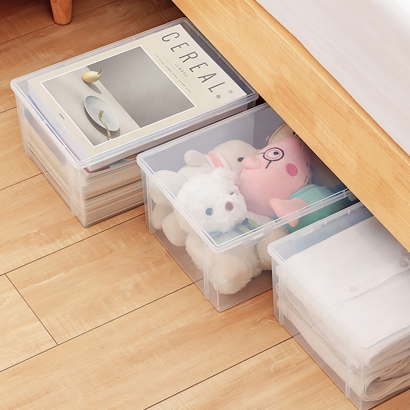 Plastic Bin Storage Under Bed Plastic Transparent Storage Boxes & Bins with Lids for Clothes Toys Sundries