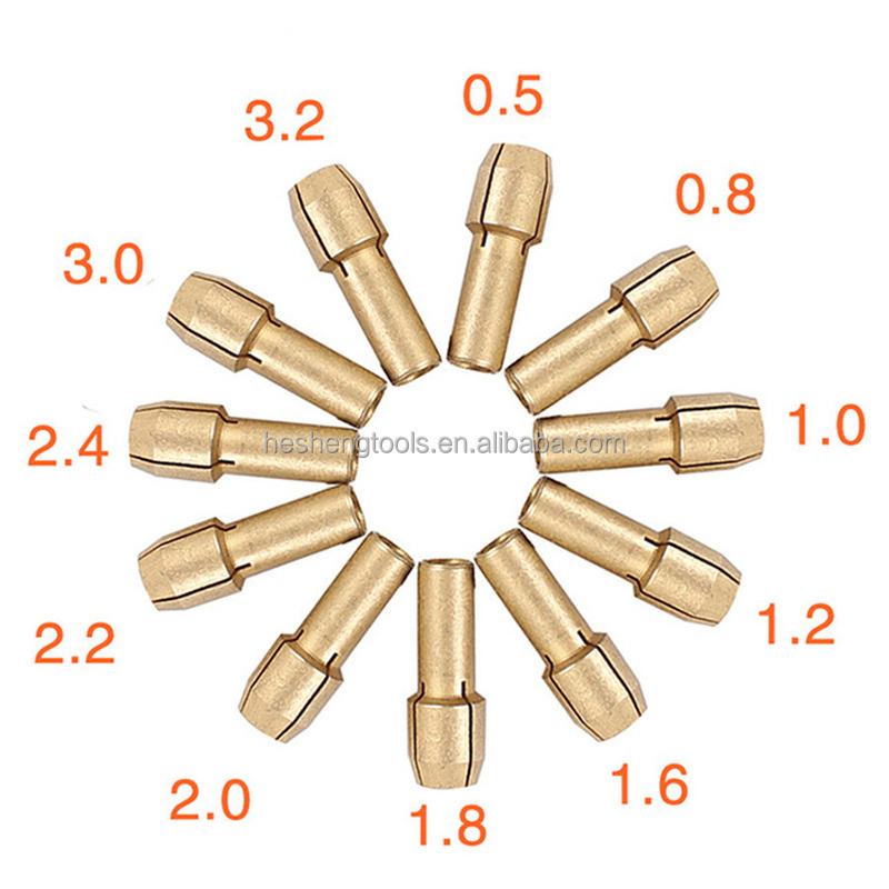 10pc 0.5-3.2mm mini electric motor drill chuck, keyless brass drill chuck tool adapter