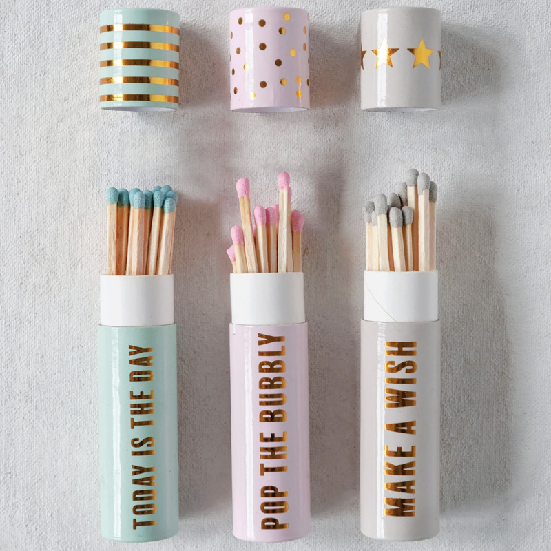 Custom Logo Sticks Matches Matchstick Cardboard Packaging Box Cylinder Match Paper Tube With Window