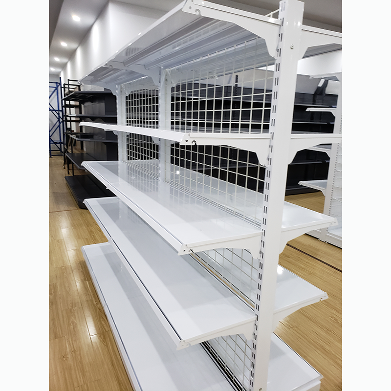 White Gondola Shelf Used For Store Shop Supermarket Wire Mesh Shelf