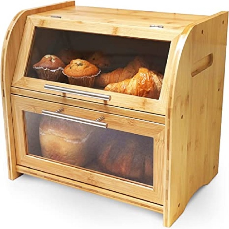 Wood metal bakery store display cabinet racks bread shelf