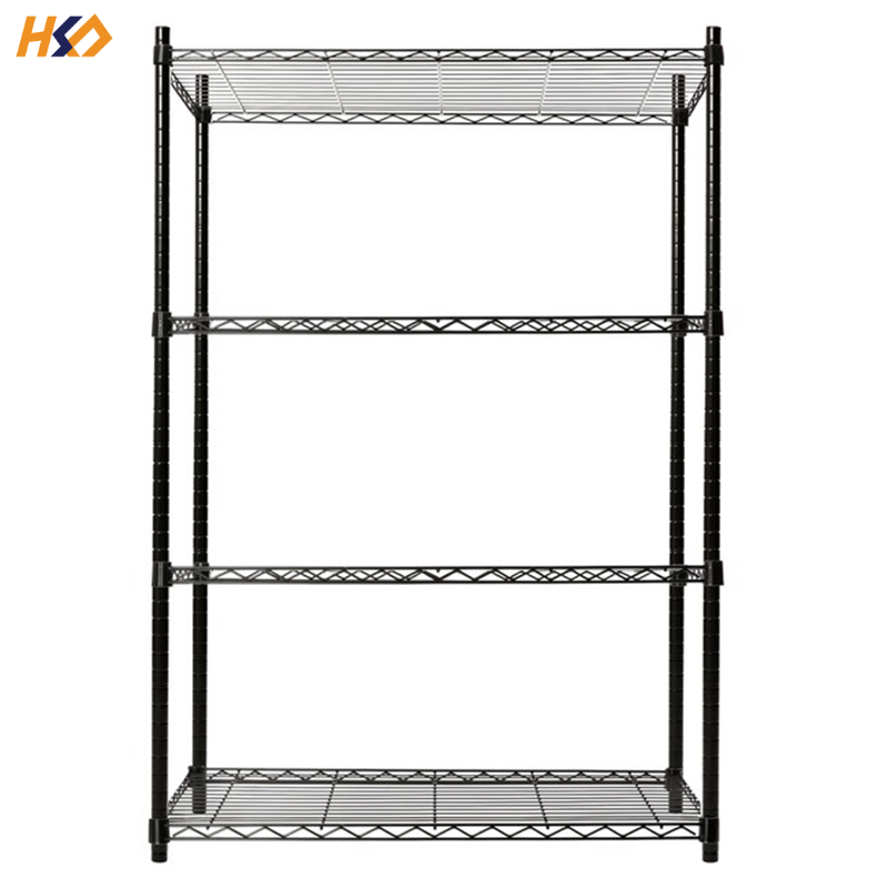 High Quality 4 Tiers Black Chrome Steel Approval Industrial Wire Racks Shelving