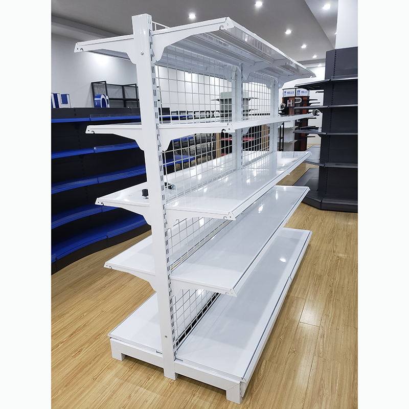 White Gondola Shelf Used For Store Shop Supermarket Wire Mesh Shelf