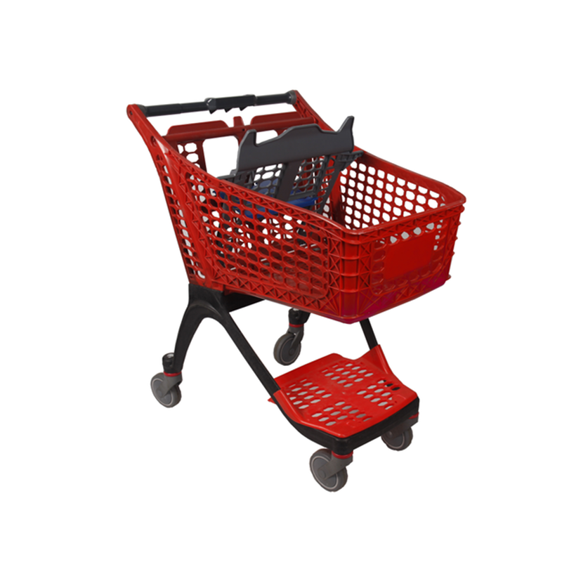 100-220L Plastic shopping cart used supermarket shopping trolley with seat