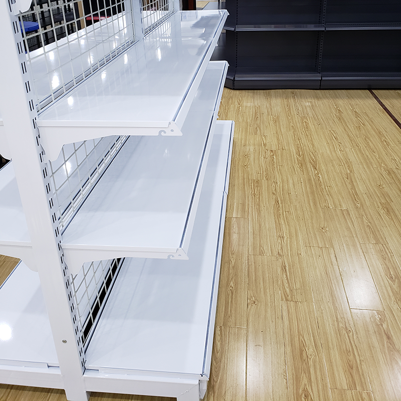 White Gondola Shelf Used For Store Shop Supermarket Wire Mesh Shelf