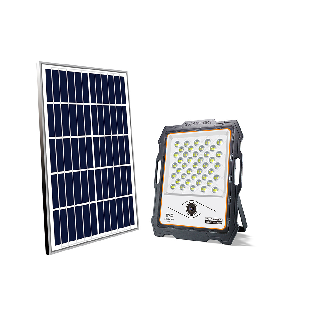 Solar LED Flood Light 100W 200W 300W 400W with CCTV Camera Panel System for Indoor Outdoor Wall Garden Yard Street Park Lighting