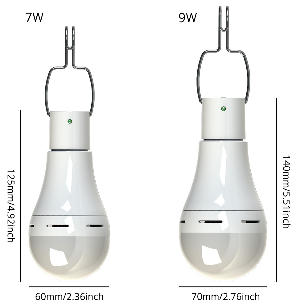 9w Solar Powered LED Camping Lights Rechargeable LED Tent Light Bulb with Remote Control 350LM Emergency Lights