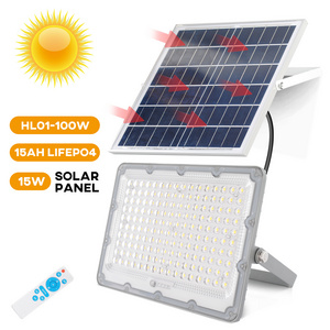 HESHI Dusk To Dawn Solar Floodlight Reflector 40w 60w 100w 200W 300w 400w 500w Projector Aluminum LED Solar Flood Light