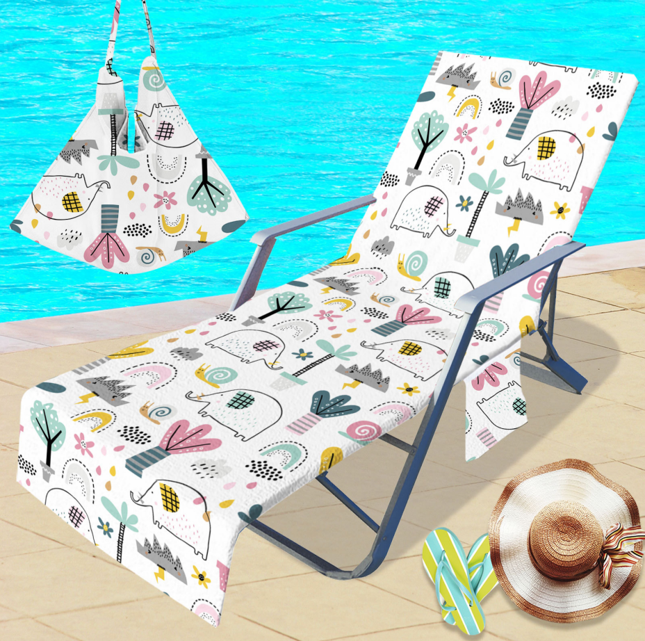 Custom design Microfiber printed beach towel lounge chair cover with own logo