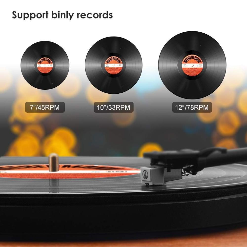 With Dual 15 Watt Speakers, High Fidelity Vinyl Record Player with Magnetic Cartridge, Belt-Drive, Natural Walnut